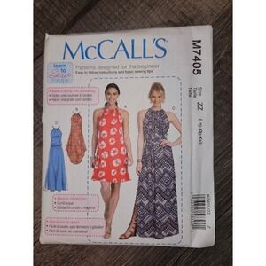 McCall's M7405 Sewing Pattern Misses Halter Dresses Size ZZ Lrg-Xlg-Xxl Beginner